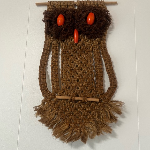 Vintage macrame owl - Picture 3 of 4
